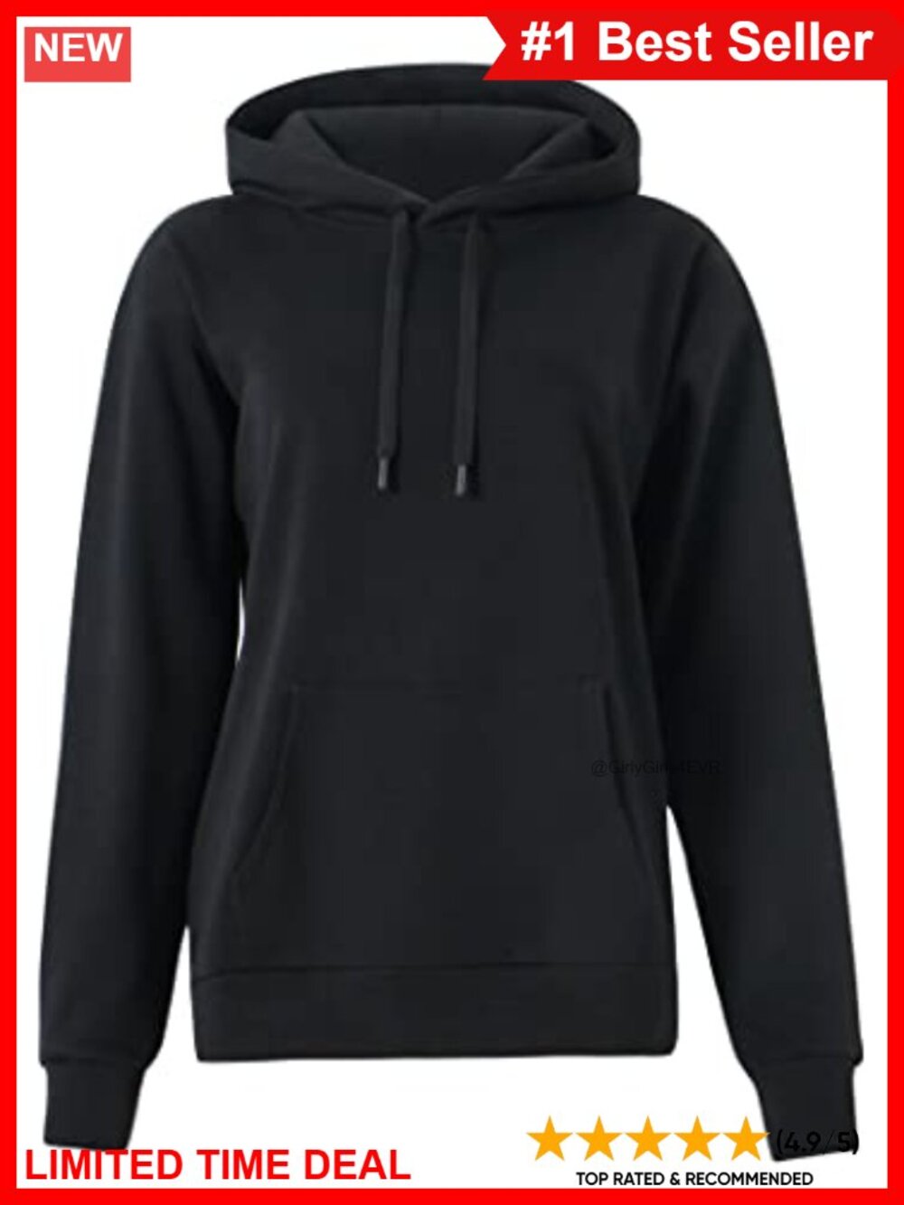 Women's Loose Fit Pullover Hoodie Plush Fleece Lined Kangaroo Pocket Sweatshirt
